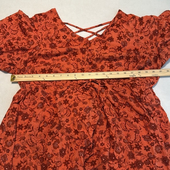 Torrid Babydoll Challis Sharkbite Flutter Sleeve Top Lulu Floral Ginger Size 2X - Picture 5 of 13